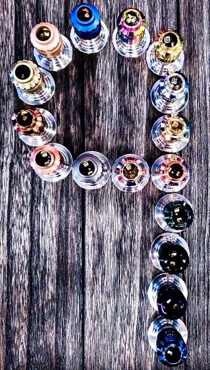 Vape tanks shaped like a 9 at Cloud 9 Vapes Vape tanks arranged in the shape of a 9 at Cloud 9 Vapes in Semmes, AL